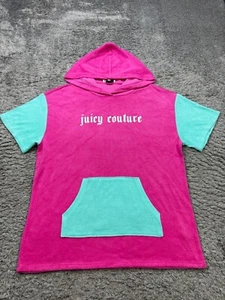 Juicy Couture Sweater Women Medium Pink Terry Cloth Hooded Pullover Sweatshirt - Picture 1 of 10