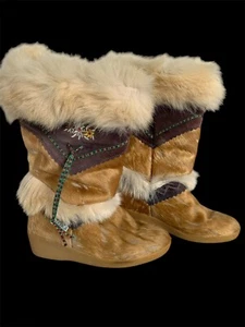 Vintage TECNICA Navajo Apre Ski FUR Boots Made in Italy EU 37 US 7 - Picture 1 of 15