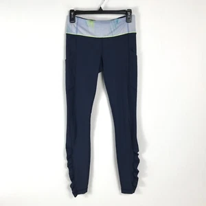 Lululemon Speed Tight Women's Size 4 Navy Blue Pockets Stretch Ruched Activewear - Picture 1 of 9