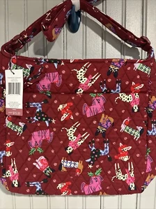 VERA BRADLEY XL Bandolera Vacaciones Perros Navidad Monedero Bolso $95 - Imagen 1 de 4