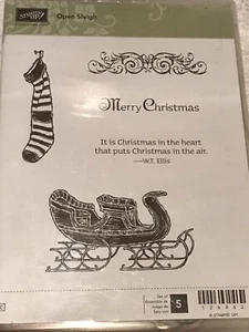 Stampin' Up! "Open Sleigh" Set of 5 Stamps Merry Christmas Stocking - #126462 - Picture 1 of 5