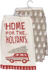 Primitives By Kathy Set of 2 Home For The Holidays Christmas Cotton Tea Towels