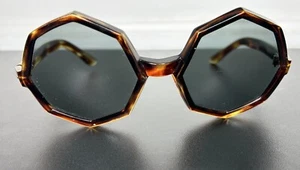 Vintage Renauld Octagonal Tortoiseshell Sunglasses Grey Lenses 60s 70s France - Picture 1 of 7