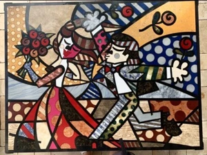 ART WORK by ROMERO BRITTO. SIGNED AND NUMBERED COLORFUL MARBLE MOSAIC (36”X47”) - Picture 1 of 9