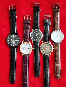 Set of 5 Brand NEW Men's Assorted Watches. 5 FREE SPARE BATTERIES lot Deal 1030 - Picture 1 of 3