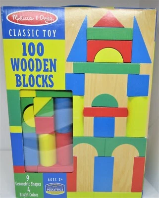 Melissa and Doug, brinquedo clássico, 100 blocos de madeira.  Novo na caixa. - Imagem 1 de 4