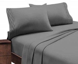 Home Sweet Home Extra Soft 1800 Series Luxury Embroidered Deep Pocket Sheet Set  - Picture 1 of 60