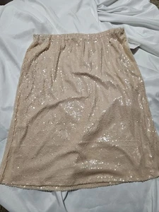 LAUREN CONRAD, DAMEN NEU PFIRSICH POLY ELASTISCH GEFÜTTERT PAILLETTEN ELEGANT ROCK GRÖSSE 2X - Bild 1 von 9