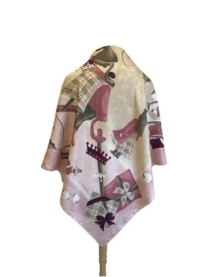 Y7# Burberry “Cascanueces Sobre Burberry” Bufanda de Seda Rosa Cuadros Estampado de Regalo Italia Foto 1 de 4