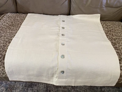Funda de almohada lumbar de lino tejido 6 botones marfil marfil POTTERY BARN contemporánea 30 x 30 Foto 1 de 4