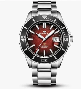 Seagull Automatic Watch for Men Stainless Steel Strap 200M Waterproof NEW RED - Picture 1 of 7