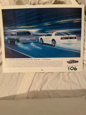 Buick Grand National 87 Turbo T Regal Trans Am race Epitome lithograph #106 - Immagine 1 di 2
