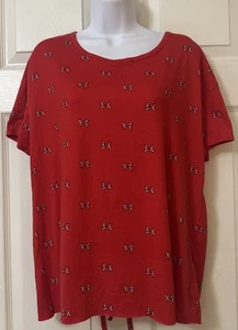 Disney Parks Shirt Women's Red Bow Minnie Mouse Tie on the back Size XL EUC - Picture 1 of 5