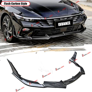 For 2024-2025 Hyundai Elantra Carbon Fiber Painted Front Bumper Lip Spoiler 5PCS - Picture 1 of 11