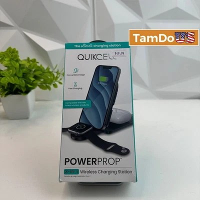 Quikcell PowerProp 3-in-1 Wireless Charging Station Fast Charge Foldable Qi - Image 1 of 4