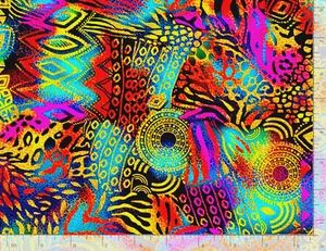 PREMIUM ETHNIC PRINT FABRIC - ETHNIC WILD PATTERN PATCHWORK - 3 YARDS - Picture 1 of 1
