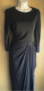 Karen Millen black jersey asymmetric draped crepe dress UK 10 US 6 £140 - Picture 1 of 8