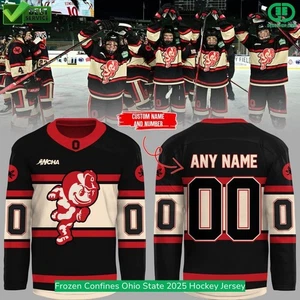 Personalisiertes Eishockey-Shirt Frozen Confines Ohio State 2025 Herren Fanausrüstung Geschenk - Bild 1 von 5