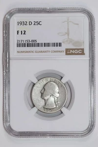 1932-D WASHINGTON QUARTER NGC F12 - Picture 1 of 2