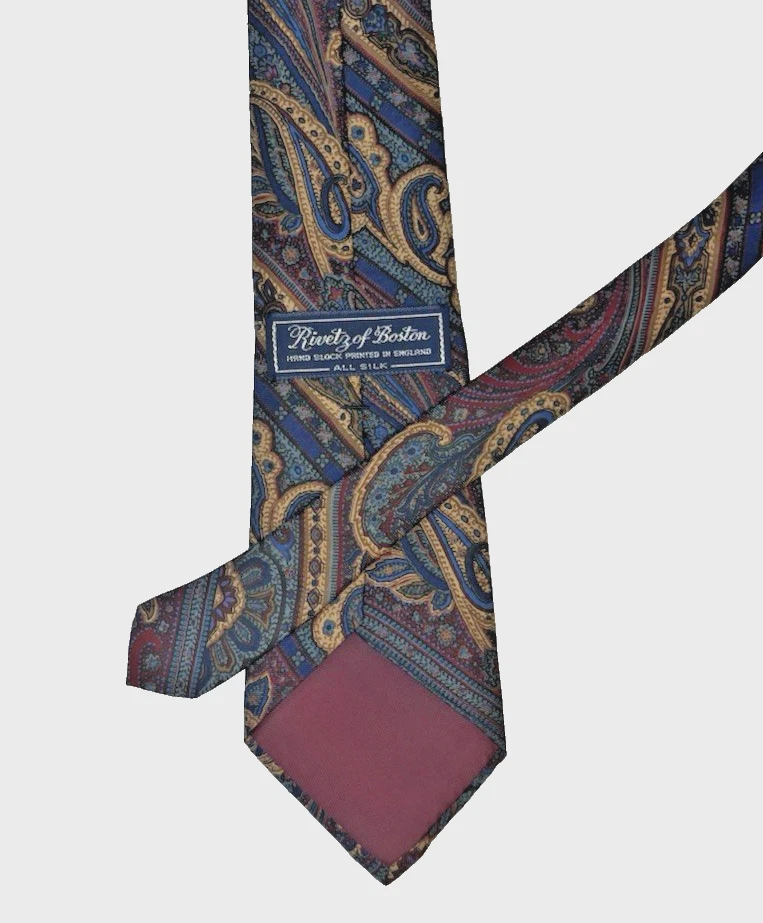 Corbata de seda para hombre Rivetz of Boston vintage años 80 3"x59" usada en excelente estado Foto 1 de 3