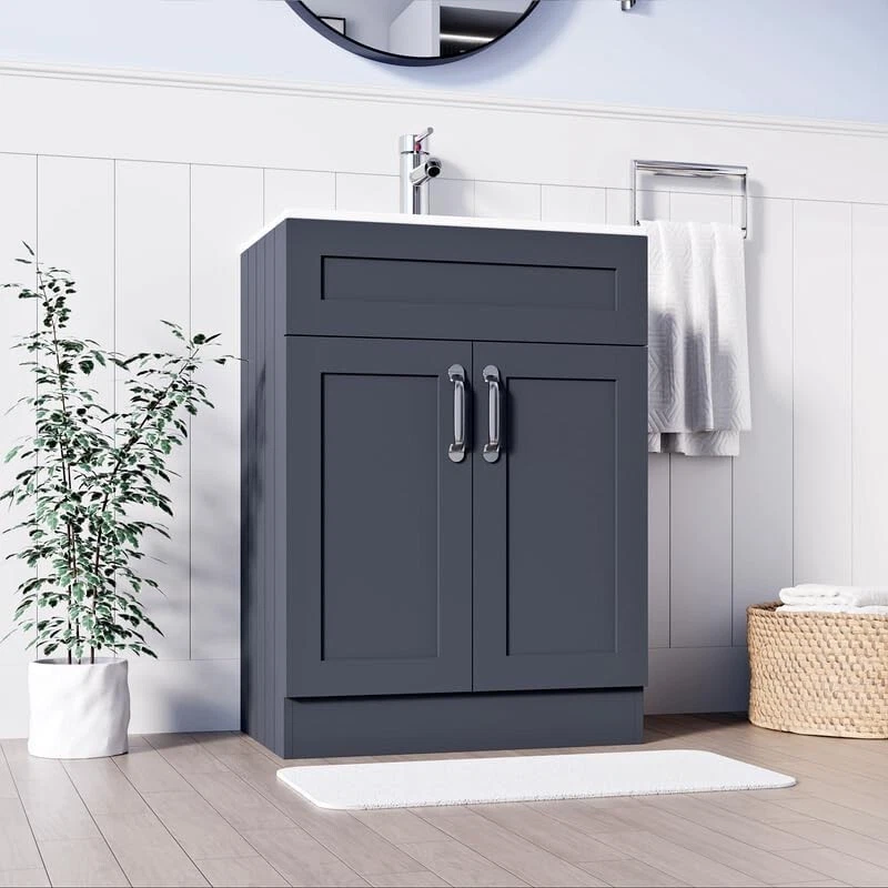 BELOFAY Crawley Grey 600mm Floor Standing Bathroom Vanity Unit With Basin