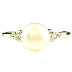 2.85Ct 100% Natural Freshwater Pearl IGI Certified Diamond Ring In 14KT Gold