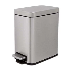 Trash Can, 1.3 Gallon Slim Step On Bathroom Trash Can, Silver, Stainless Steel - Picture 1 of 5