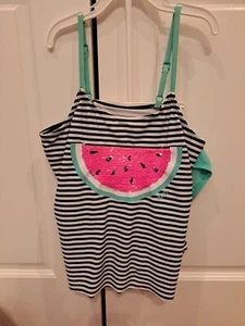 Justice girls tankini swimsuit Size 14 Sequins Euc, Bottom New - Picture 1 of 7