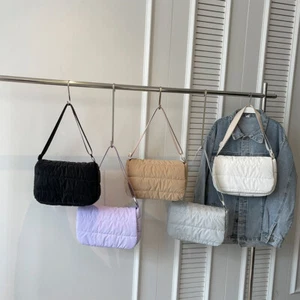 Women Magnetic Closure Nylon Handbag Quilted Crossbody Purse Casual Clutch Purse - Picture 1 of 26