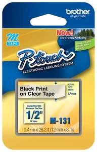 Original Brother M131 P-touch Beschriftungsgerät Band MK131s schwarz auf transparent M-K131 M-131 - Bild 1 von 10