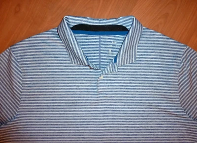 Nike Tiger Woods Collection Men's Size XL Blue White Striped S/S Golf Polo Shirt - Image 1 of 4