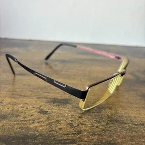 Vintage Pink And Black Eyeglasses Glasses Metal Frames (Frames Only) - Picture 1 of 18
