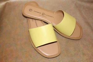 CHINESE LAUNDRY FLAT NEW YELLOW SANDALS LEATHER UPPER size 7.5 - Picture 1 of 5