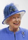 Celebrity Photo Posters Queen Elizabeth II in blue hat and suits smiling -CL3596