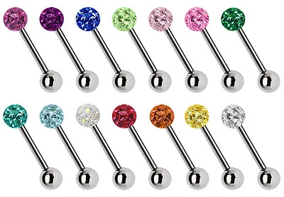 Titan Piercing Orecchio Spina Helix Trago 1,2mm BAR Con 4mm Brillanti Epossidica - Immagine 1 di 4