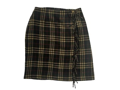 Falda envolvente vintage Sag Harbor para mujer 6P mezcla de lana a cuadros flecos tartán Foto 1 de 4