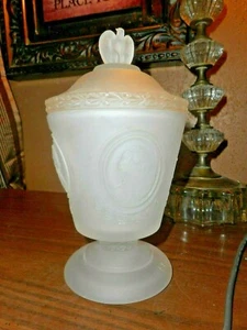 Fenton 1976 Bicentennial Commemorative Frosted Lidded Compote Dish Presidents - Picture 1 of 12