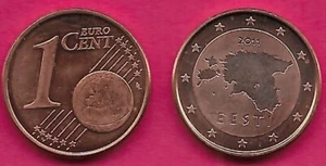ESTONIA 1 EURO CENT 2011 BU MAP OF ESTONIA,WITH YEAR ABOVE AND THE COUNTRY NAME - Picture 1 of 1