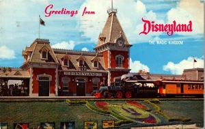 Vintage Disney Postcard Anaheim CA Entrance to Disneyland 1958 Railroad Train - Picture 1 of 3