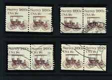 1907 Surrey 18c   4 Used Coil Pairs 1984 Transportation   PNC #3, #9. #10, #12