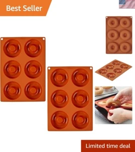 Versatile Silicone Donut Pans - 2-Piece Non-Stick Baking Set in Bright Orange - Picture 1 of 9
