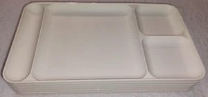 Juego de 6 bandejas de almuerzo de comida divididas Tupperware blancas 15 x 9 camping/barbacoa/cocinadores - Imagen 1 de 5