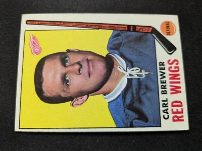 1969-70 Topps Hockey Card # 59 Carl Brewer - Detroit Red Wings (EX) - Image 1 of 3