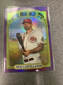2021 Topps Heritage Chrome Purple Refractor Hot Box #125 Nick Castellanos Reds