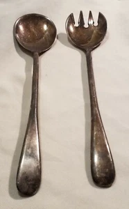 Vintage Italian Silver-Plate Serving Utensil Set Fork & Spoon 9" Made In Italy - Picture 1 of 9