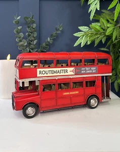 Vintage Red Tin London Bus – Routemaster Model | Collectible Double-Decker Decor - Picture 1 of 7