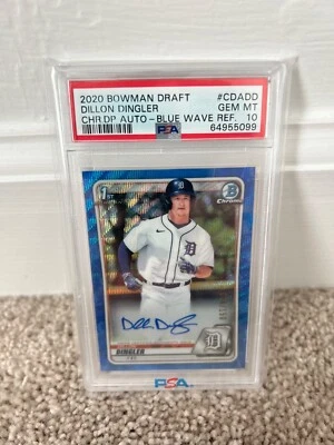 2020 Bowman Draft Chrome DP Auto Blue Wave Ref Dillon Dingler PSA 10 94/150 - Image 1 of 2