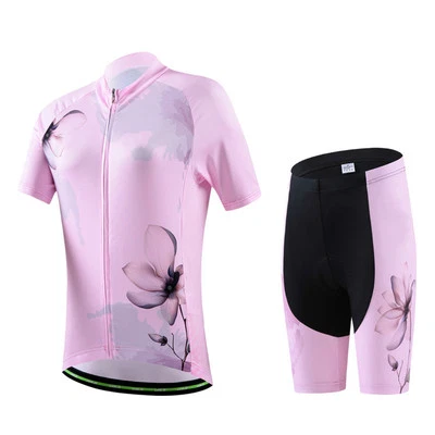Ink Lotus Women's Cycling Clothing Set Bike Jersey Shirt and Shorts Cycling Kit - Image 1 of 4