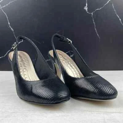Walking Cradles Jolly Women Size 8WW Wide Sling back Pump, Black Leather Heels - Image 1 of 4