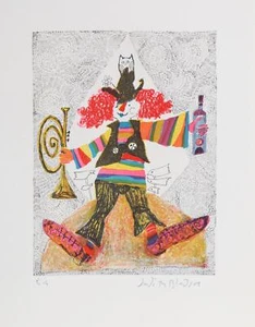 Judith Bledsoe, Clown with Trumpet from A Little Circus, Lithograph, signed in p - Picture 1 of 4